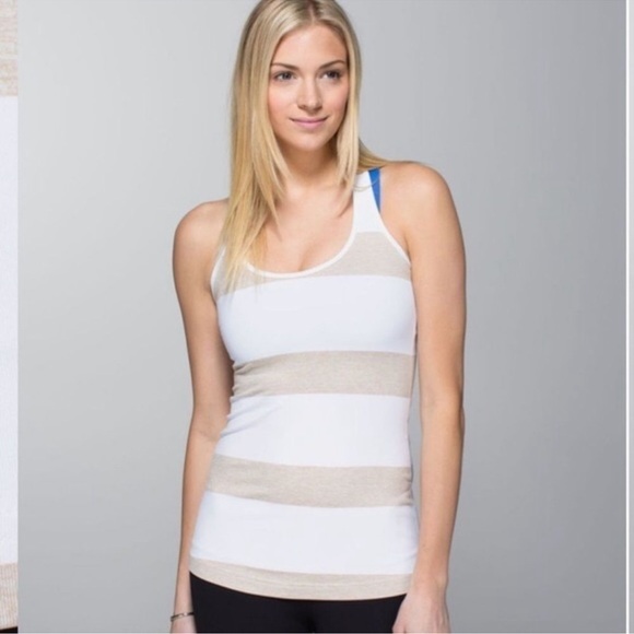 lululemon athletica Tops - Lululemon Cool Racerback Tan & White Size 2